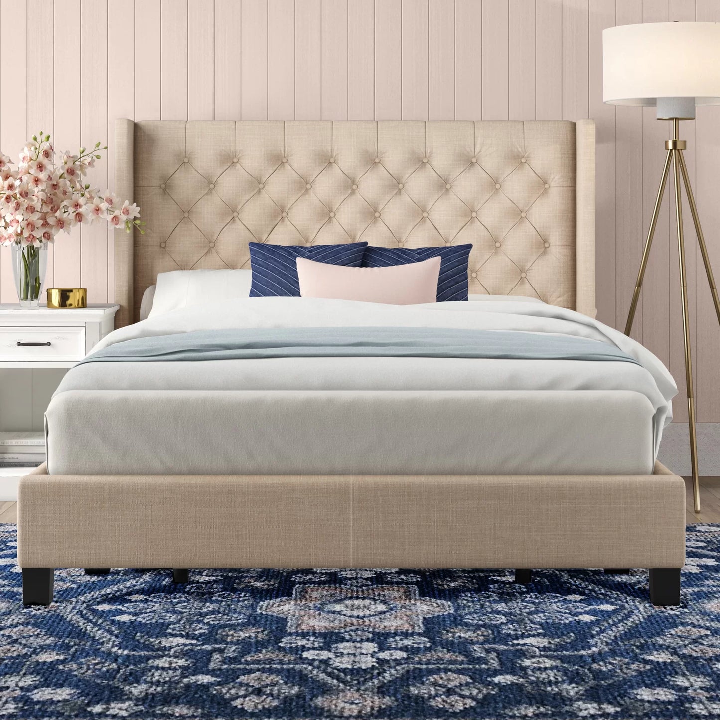 Kaster Upholstered Wingback Bed
