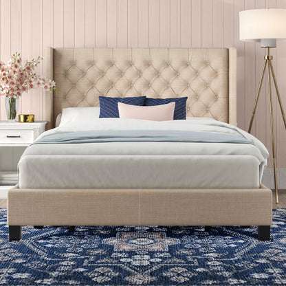Kaster Upholstered Wingback Bed